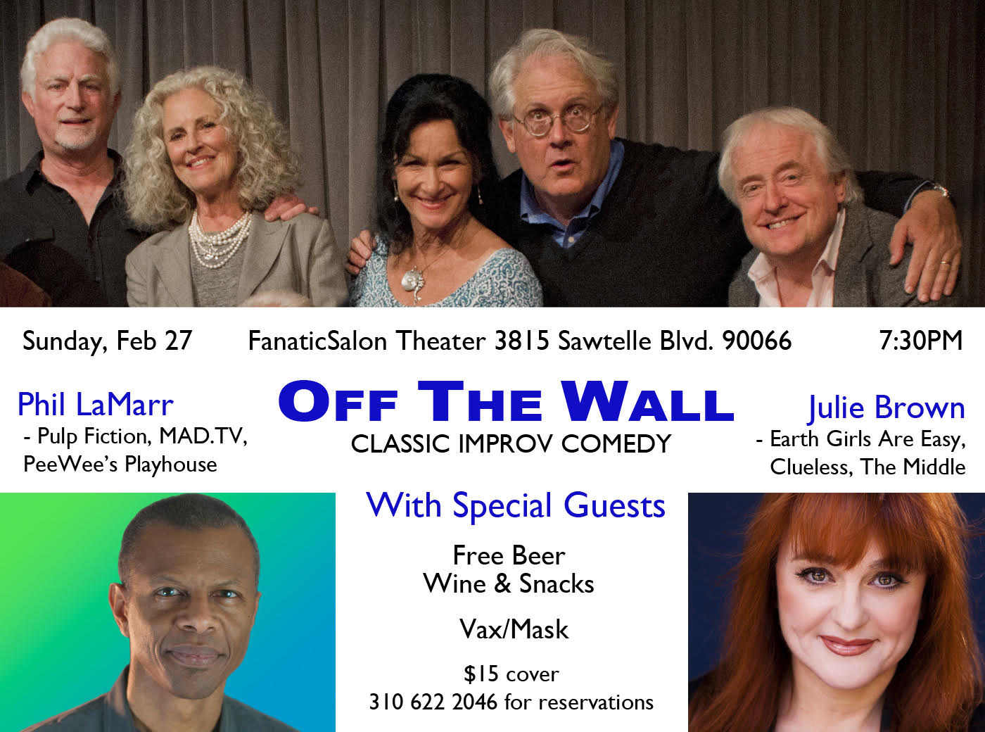 Off the Wall, with Phil Lamarr and Julie Brown, Fanatic Salon, Culver City, Improv