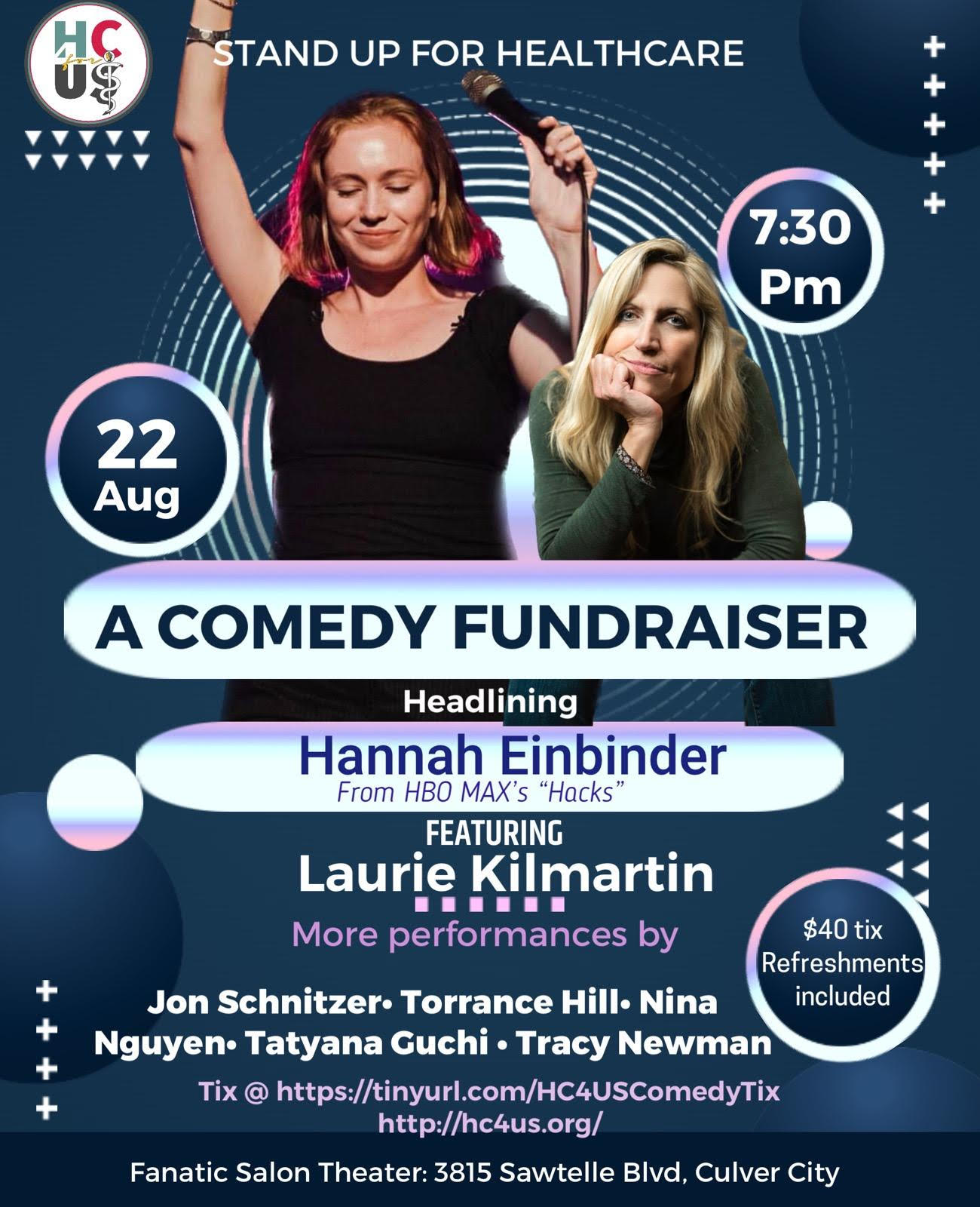 stand up for healthcare, fundraiser, comedy, fanatic salon, culver city, Hannah Einbinder