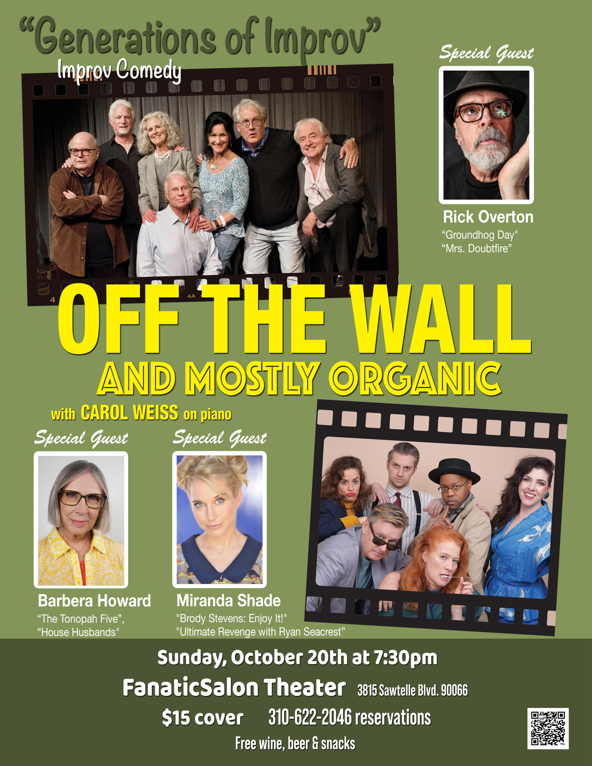 off the wall and mostly organic, improv, fanatic salon, culver city