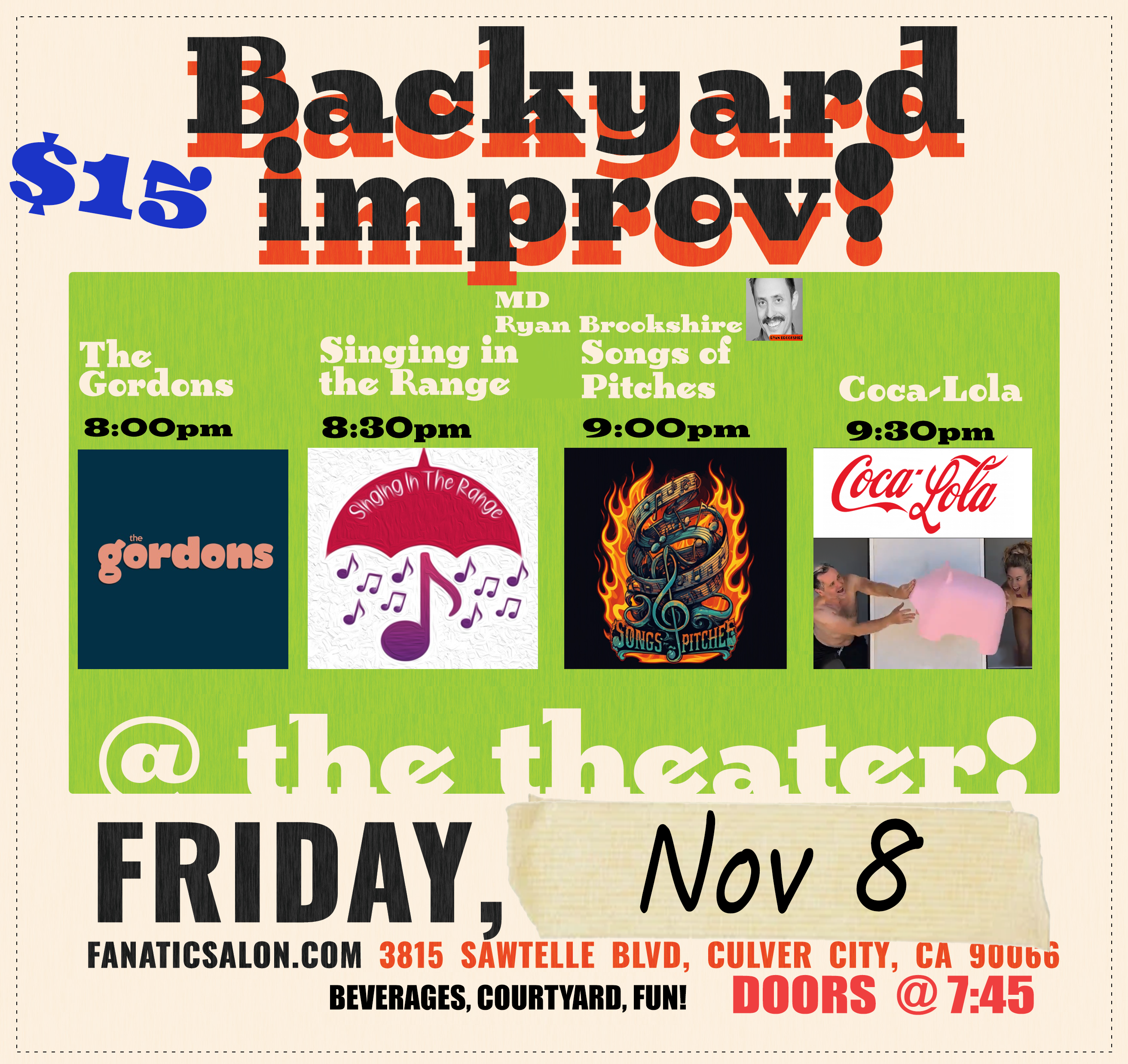 backyard improv, culver city, fanatic salon